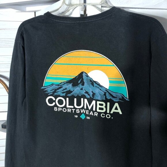 Columbia Black Cotton Long Sleeve Graphic T-Shirt Men's M - Picture 7 of 10